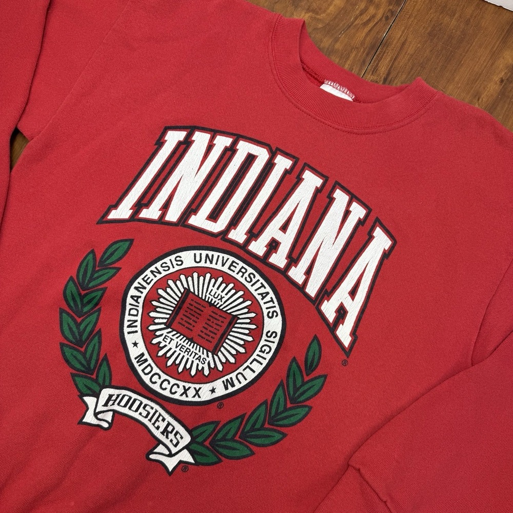 Vintage Indiana Hoosiers Sweatshirt Mens L Red NCAA College Tultex 90s USA